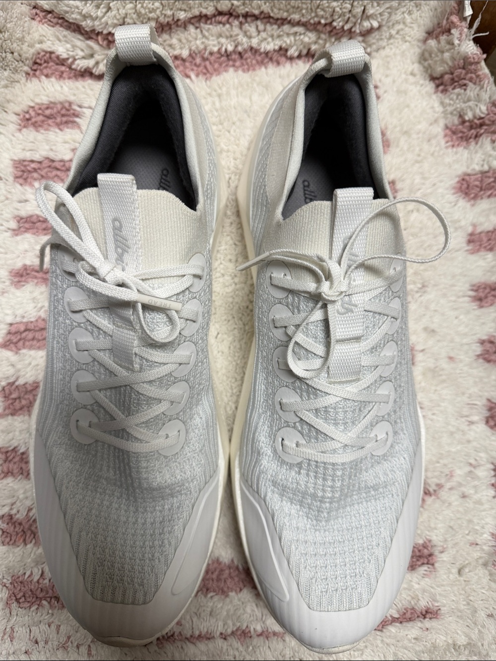 allbirds Men's Knit Sneakers in White and Light Gray